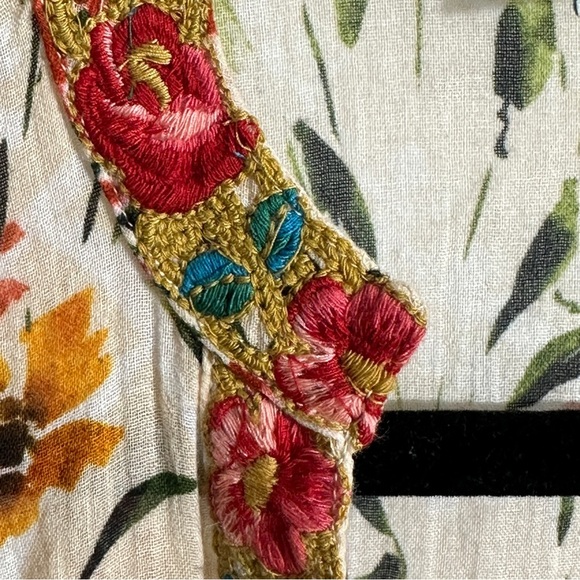 Sundance floral boho dress, semi-sheer gauzy fabric, size Small, cottagecore - Picture 3 of 11